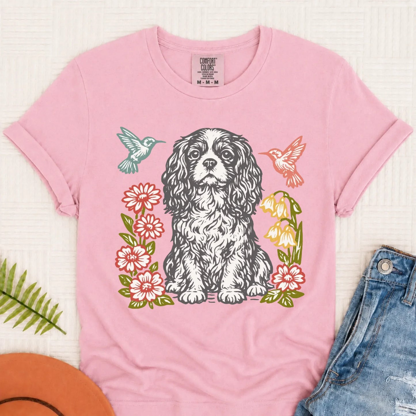 Cavalier Hummingbirds Garden Unisex TShirt Blossom
