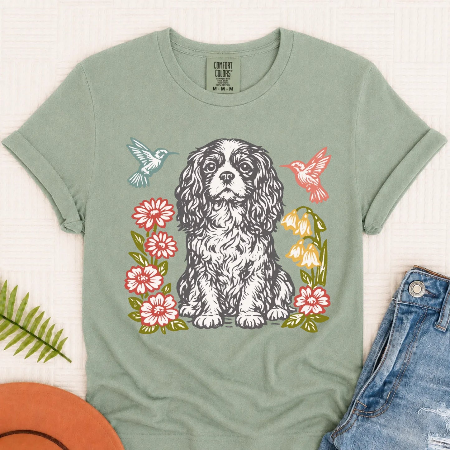 Cavalier Hummingbirds Garden Unisex TShirt Bay