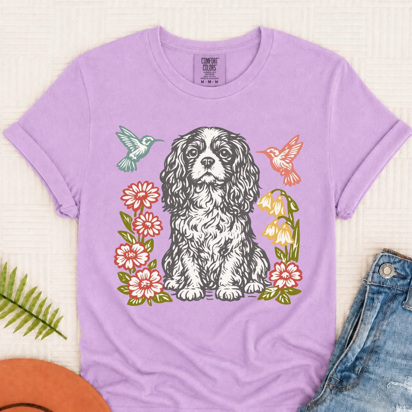 Cavalier Hummingbirds Garden Unisex TShirt Orchid