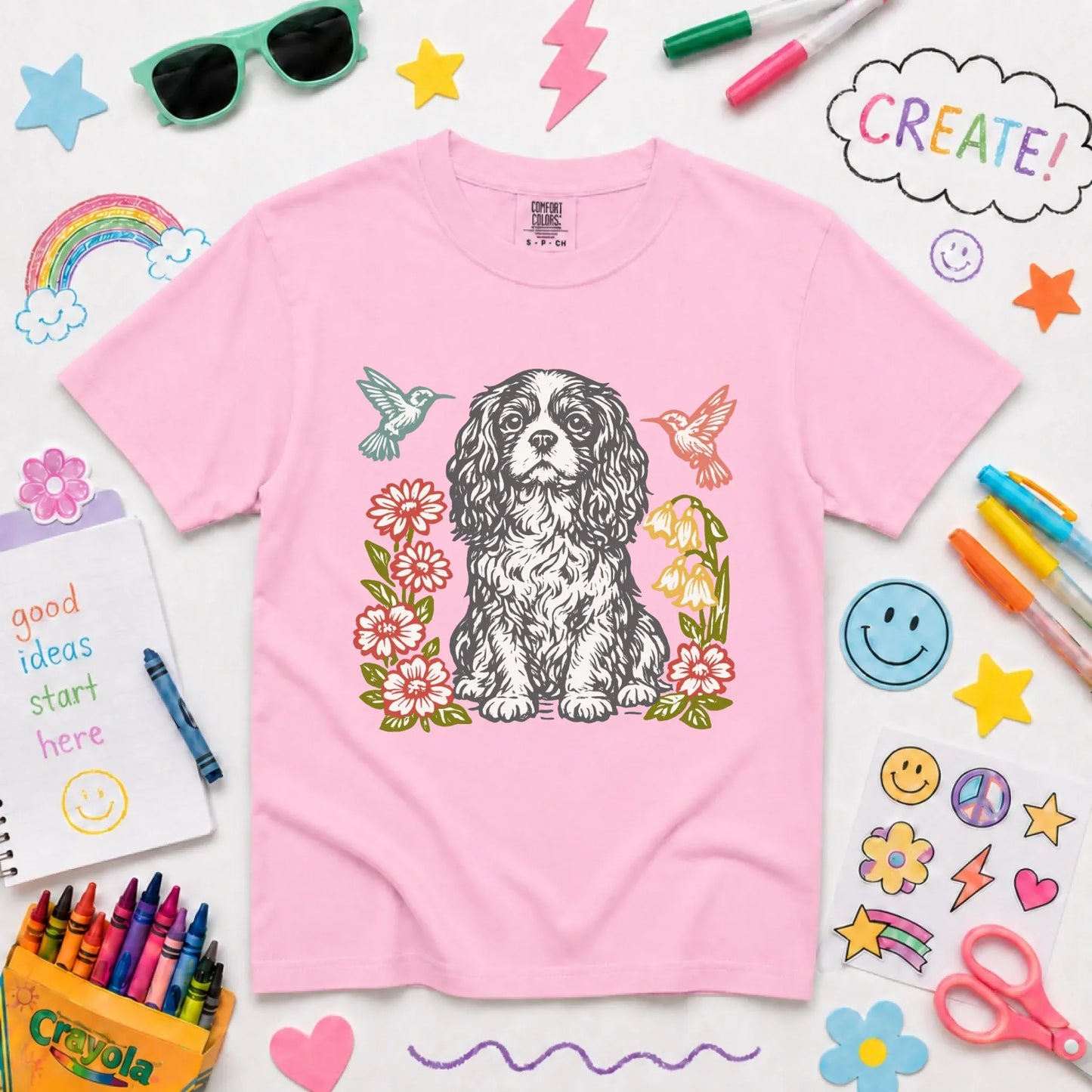 Cavalier Hummingbirds Garden Unisex YOUTH TShirt NEW Youth Midweight Tee Blossom
