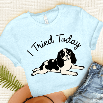 Personalized Cavalier I Tried Today Unisex Tshirt Heather Ice Blue