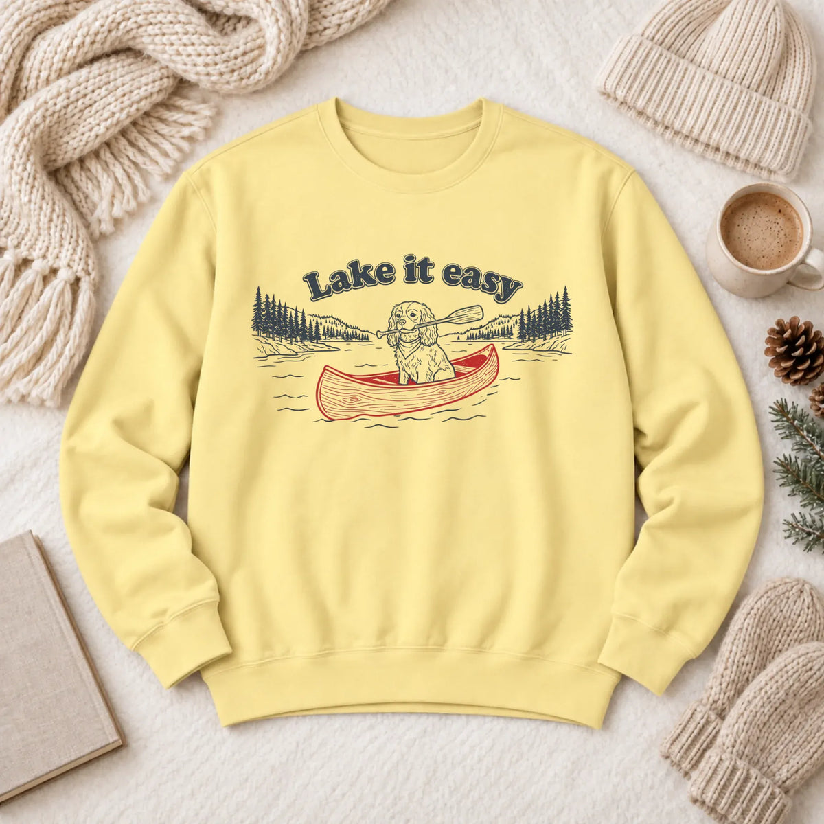 Cavalier Kayaking Lake Summer Camp Sweatshirt Butter