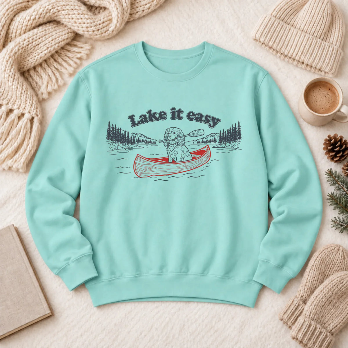 Cavalier Kayaking Lake Summer Camp Sweatshirt Chalky Mint