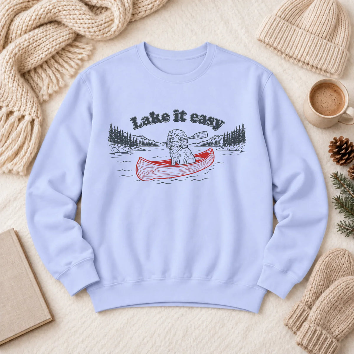 Cavalier Kayaking Lake Summer Camp Sweatshirt Hydrangea