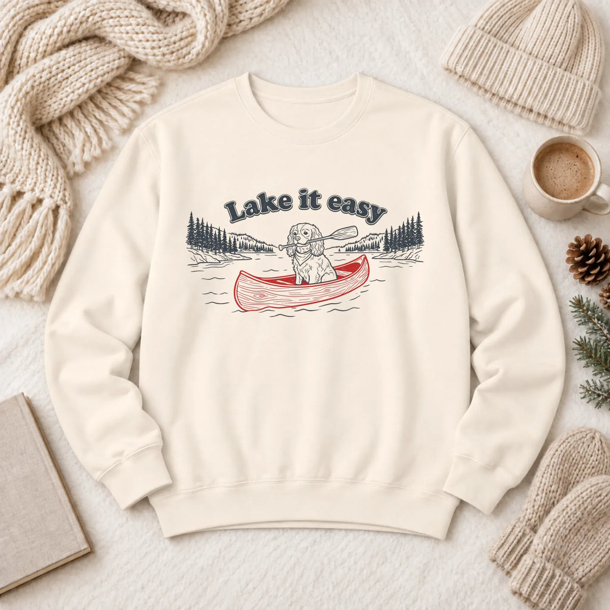 Cavalier Kayaking Lake Summer Camp Sweatshirt Ivory