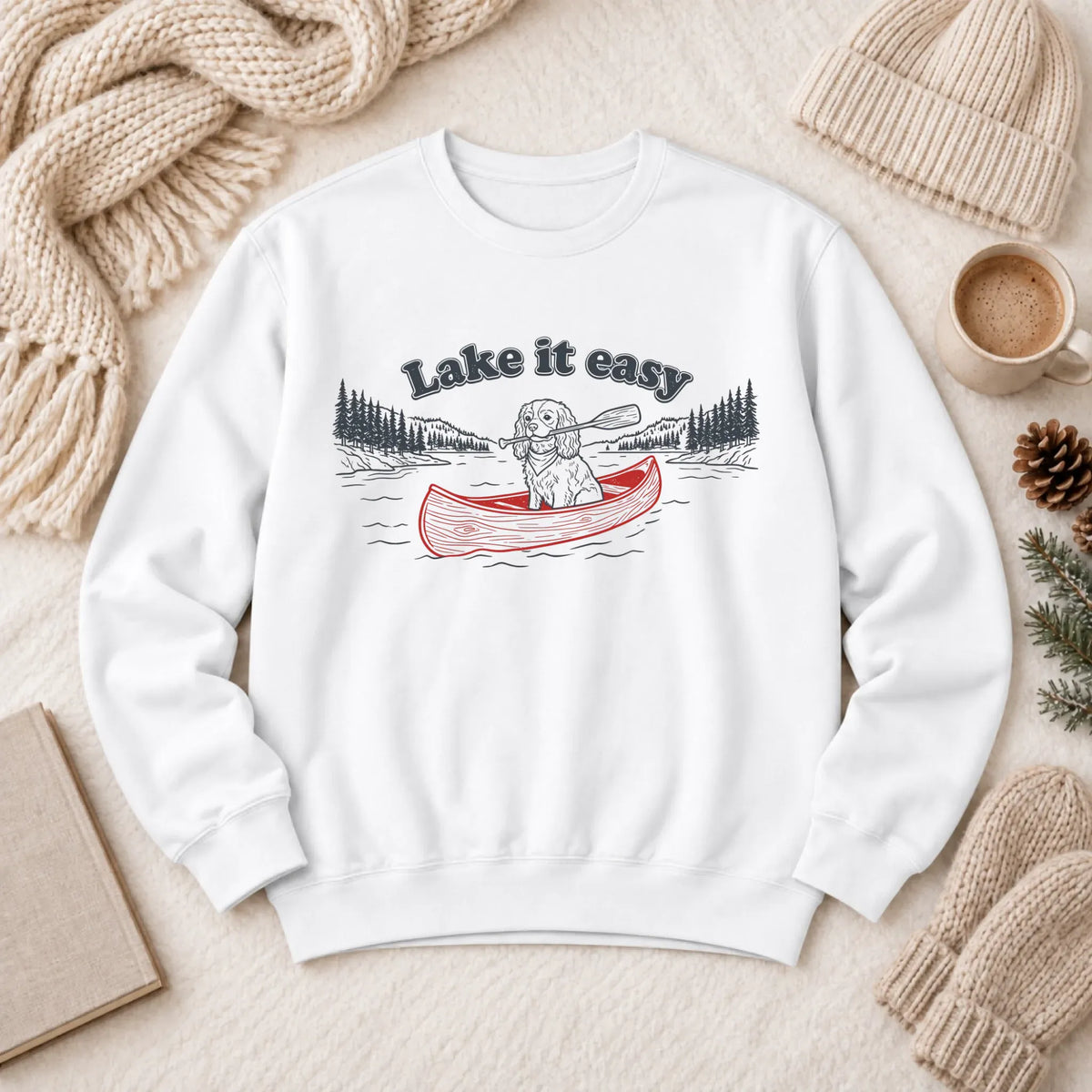 Cavalier Kayaking Lake Summer Camp Sweatshirt White