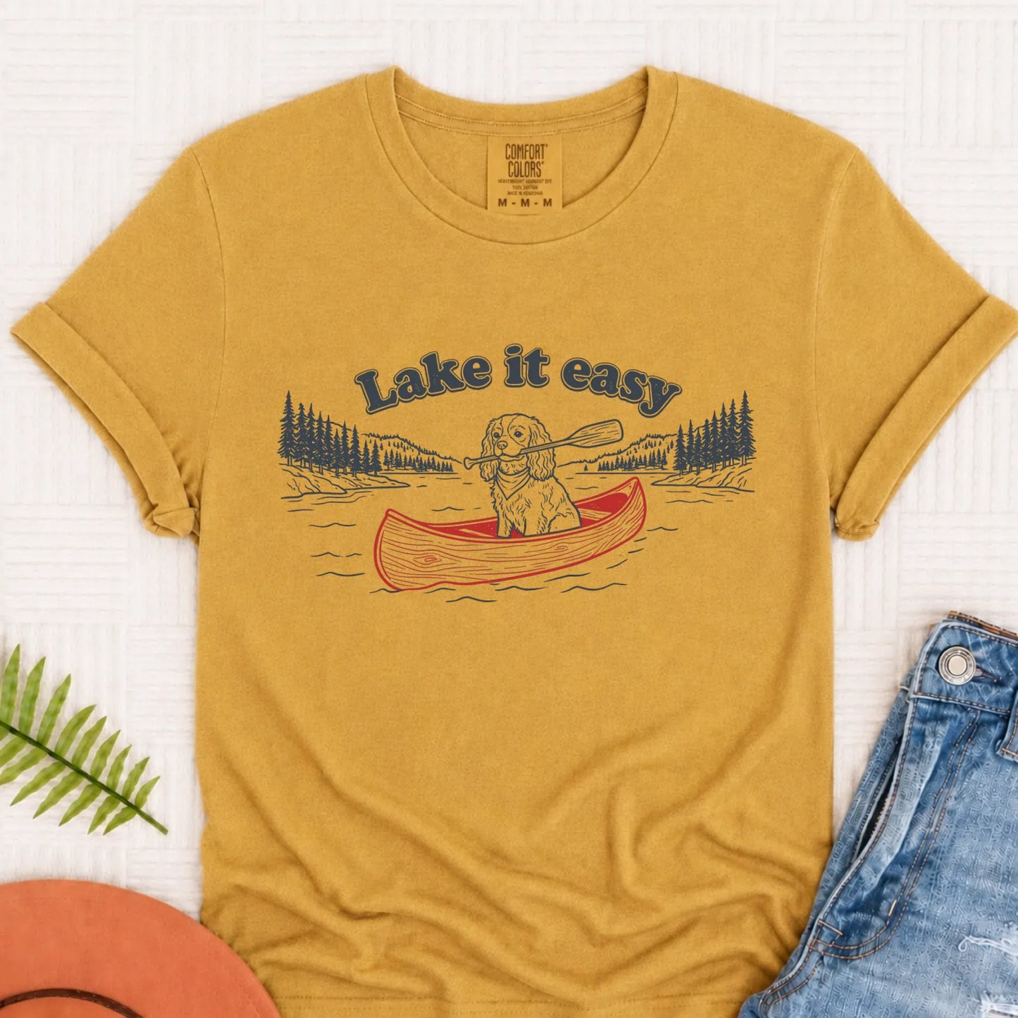 Customizer Monster Light 1717 / Mustard / S Cavalier Kayaking Lake Summer Camp TShirt
