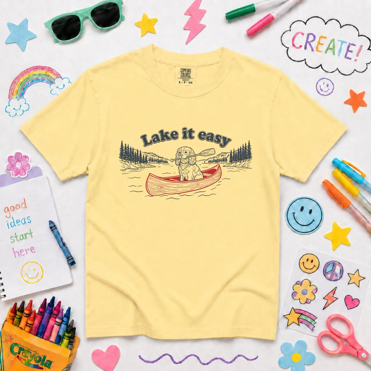 Customizer NEW Youth Midweight Tee / Butter / XS Cavalier Kayaking Lake Summer Camp Unisex YOUTH TShirt
