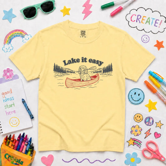 Customizer NEW Youth Midweight Tee / Butter / XS Cavalier Kayaking Lake Summer Camp Unisex YOUTH TShirt
