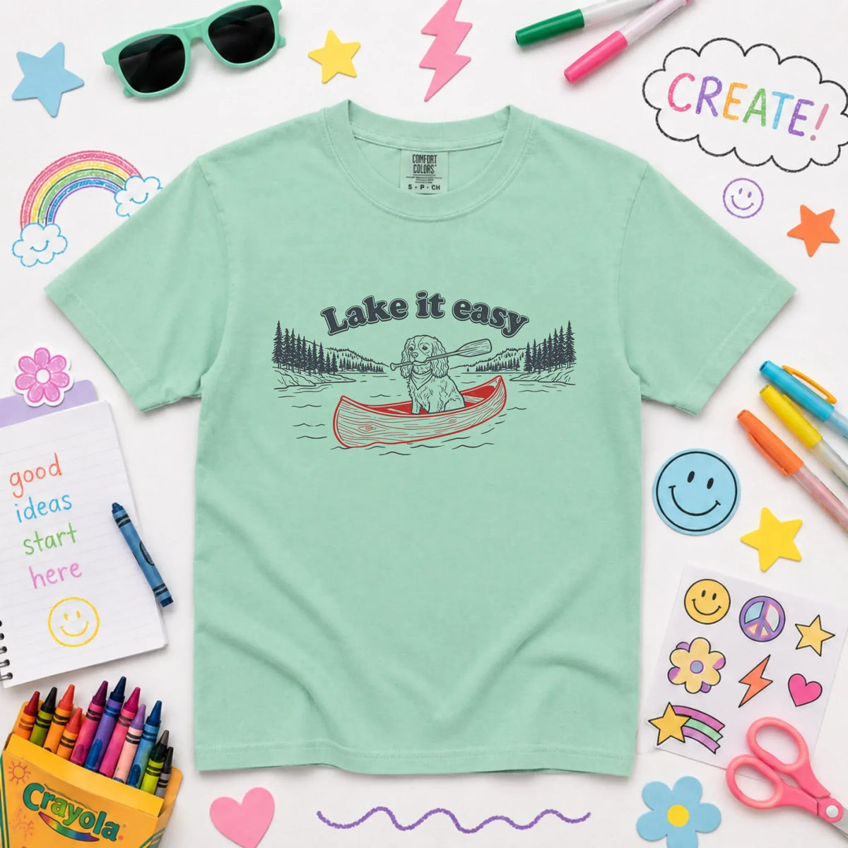 Customizer NEW Youth Midweight Tee / Island Reef / XS Cavalier Kayaking Lake Summer Camp Unisex YOUTH TShirt