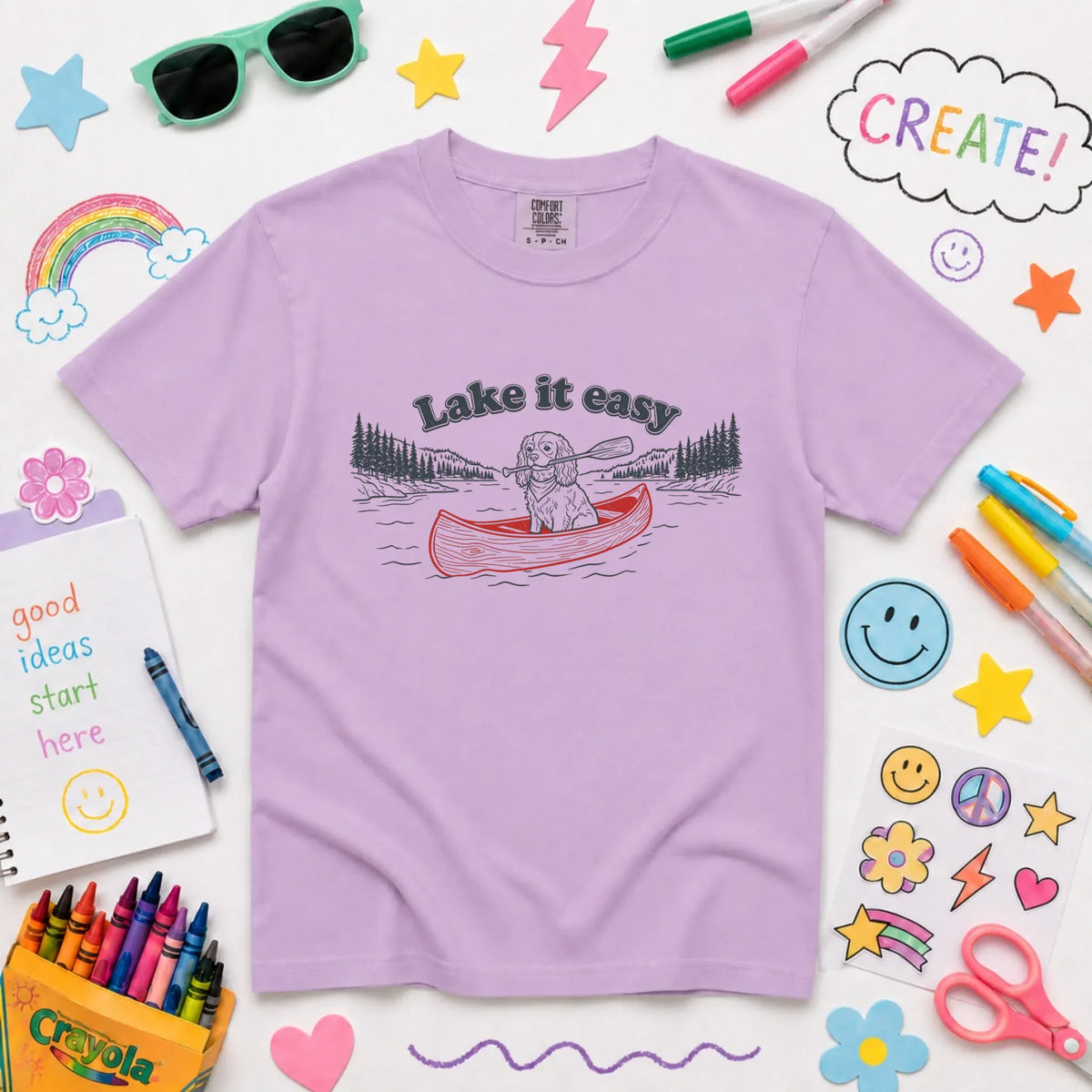 Customizer NEW Youth Midweight Tee / Orchid / XS Cavalier Kayaking Lake Summer Camp Unisex YOUTH TShirt
