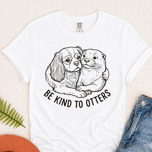 Cavalier Kind to Otters Unisex TShirt White