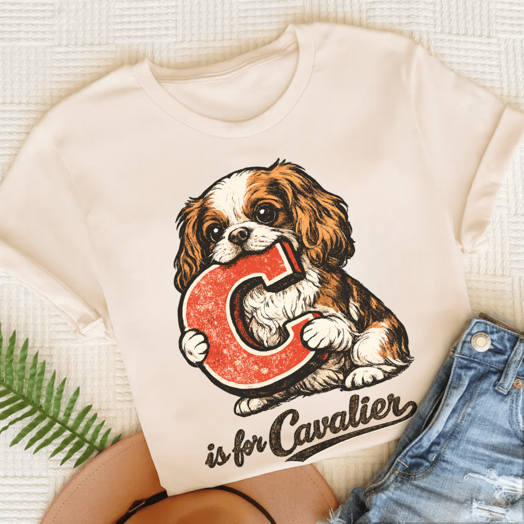 Cavalier King Charles Alphabet Unisex TShirt Natural