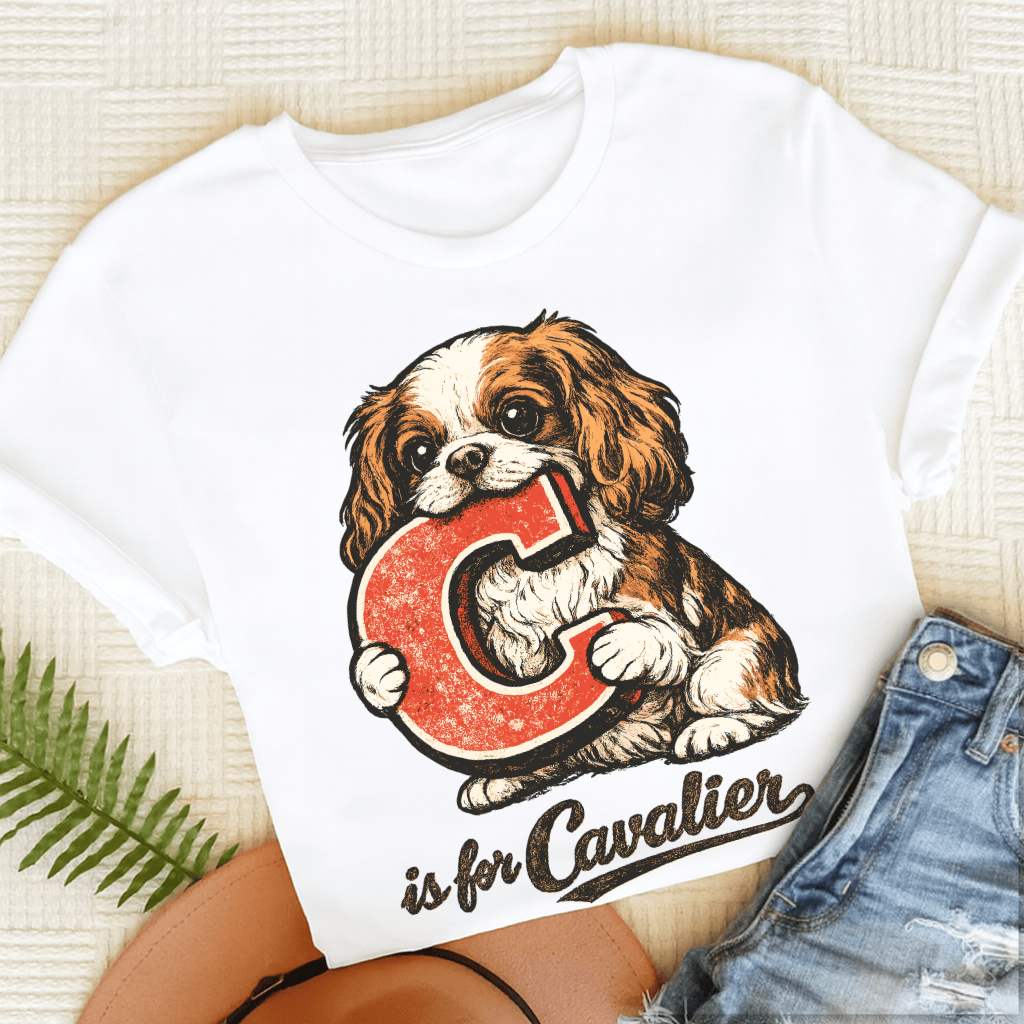 Cavalier King Charles Alphabet Unisex TShirt White