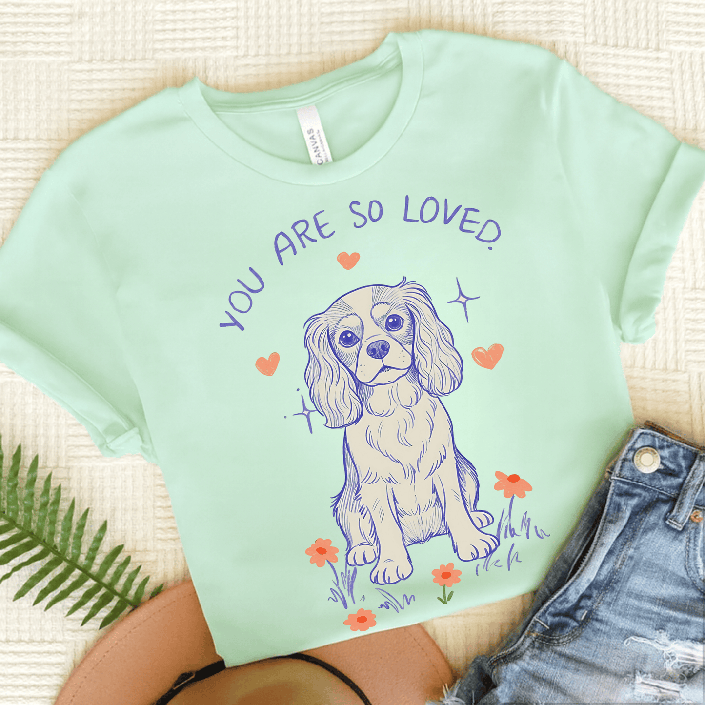 Cavalier King Charles Always Loved Unisex Tshirt Heather Mint