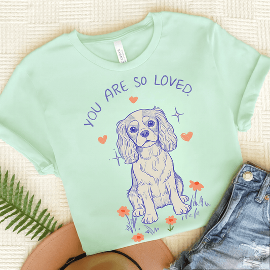 Cavalier King Charles Always Loved Unisex Tshirt Heather Mint