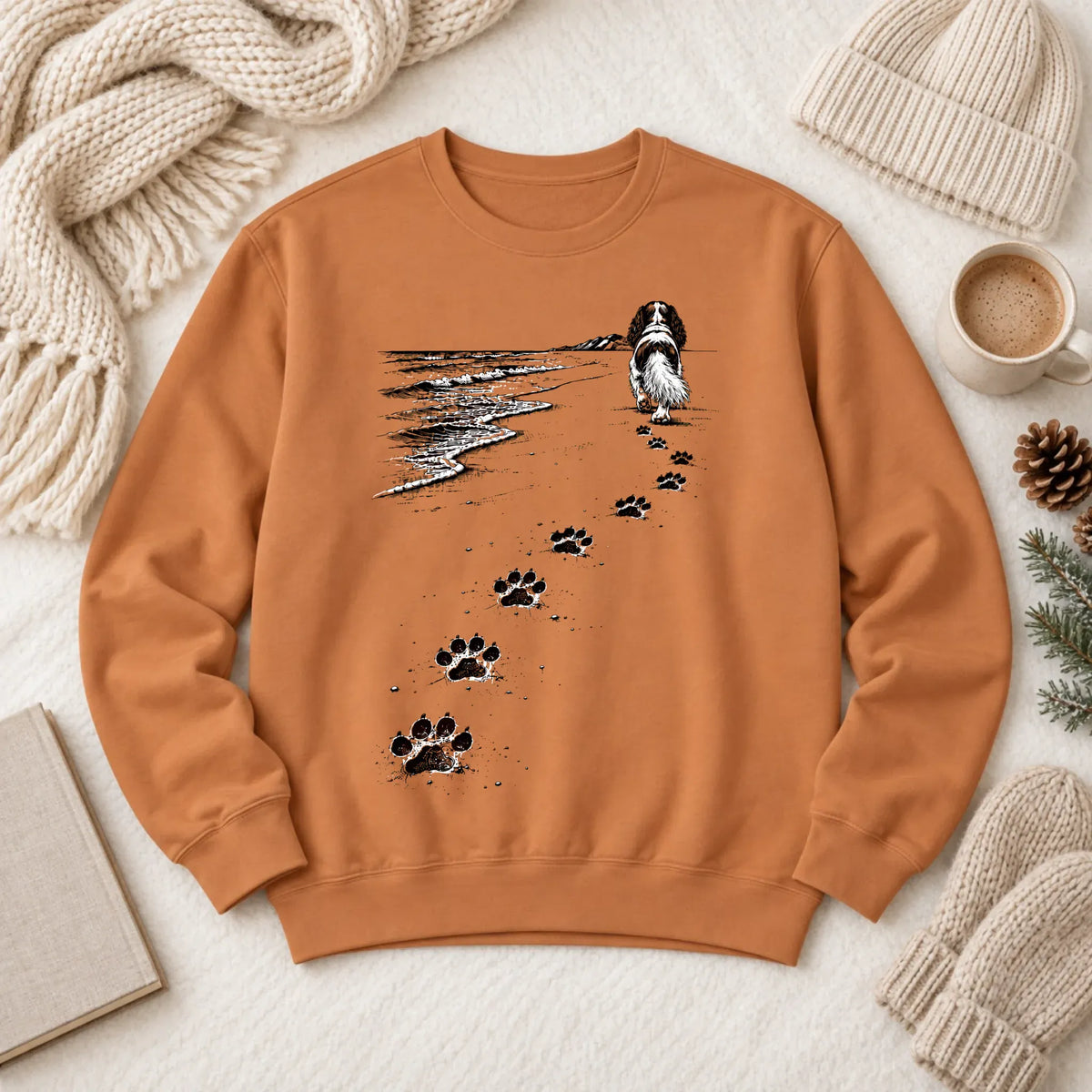 Cavalier King Charles Beach Walk Unisex Sweatshirt Yam