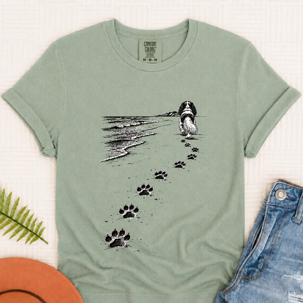 Cavalier King Charles Beach Walk Unisex TShirt Bay