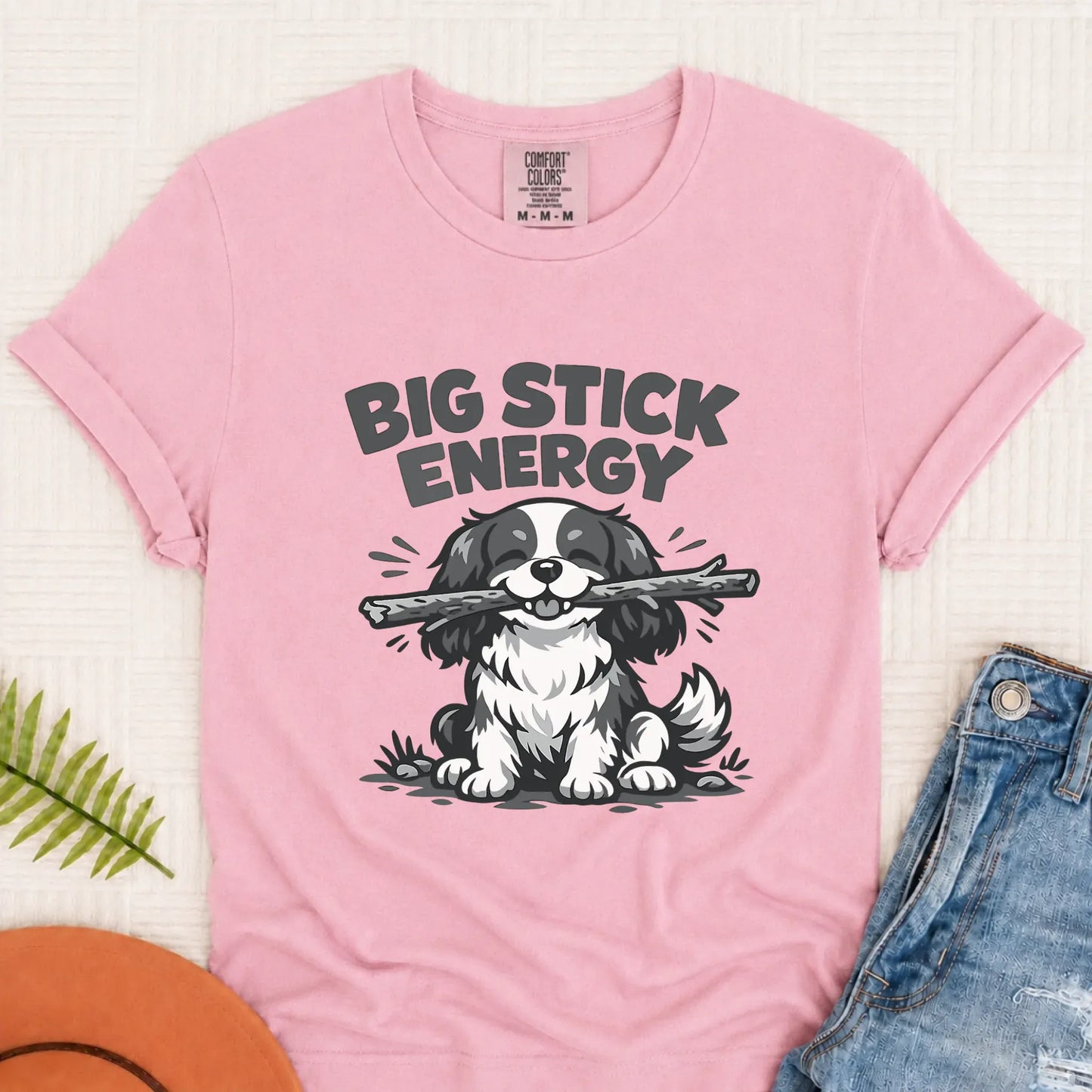 Cavalier King Charles Big Stick Energy Unisex TShirt Blossom