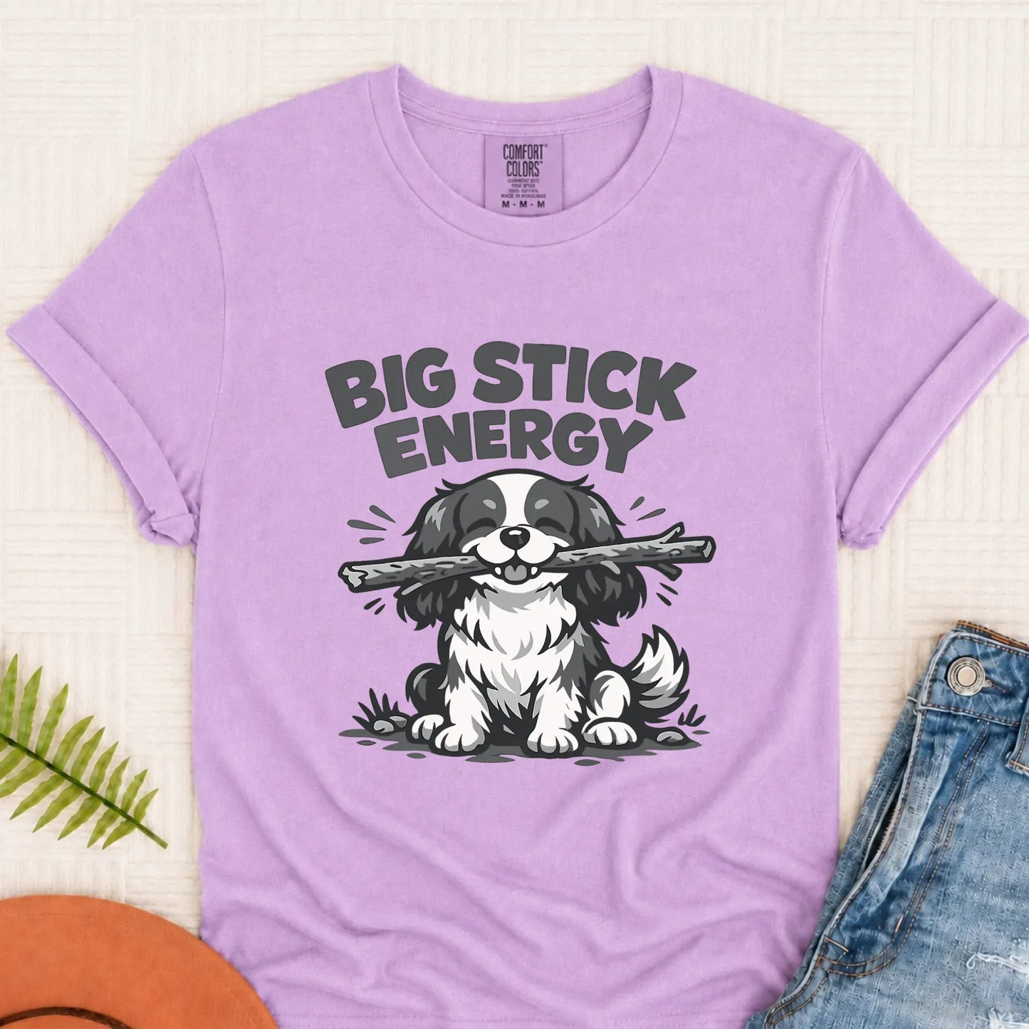 Cavalier King Charles Big Stick Energy Unisex TShirt Orchid
