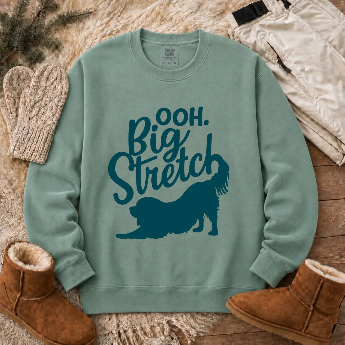 Cavalier King Charles Big Stretch Yoga Unisex Sweatshirt Light Green