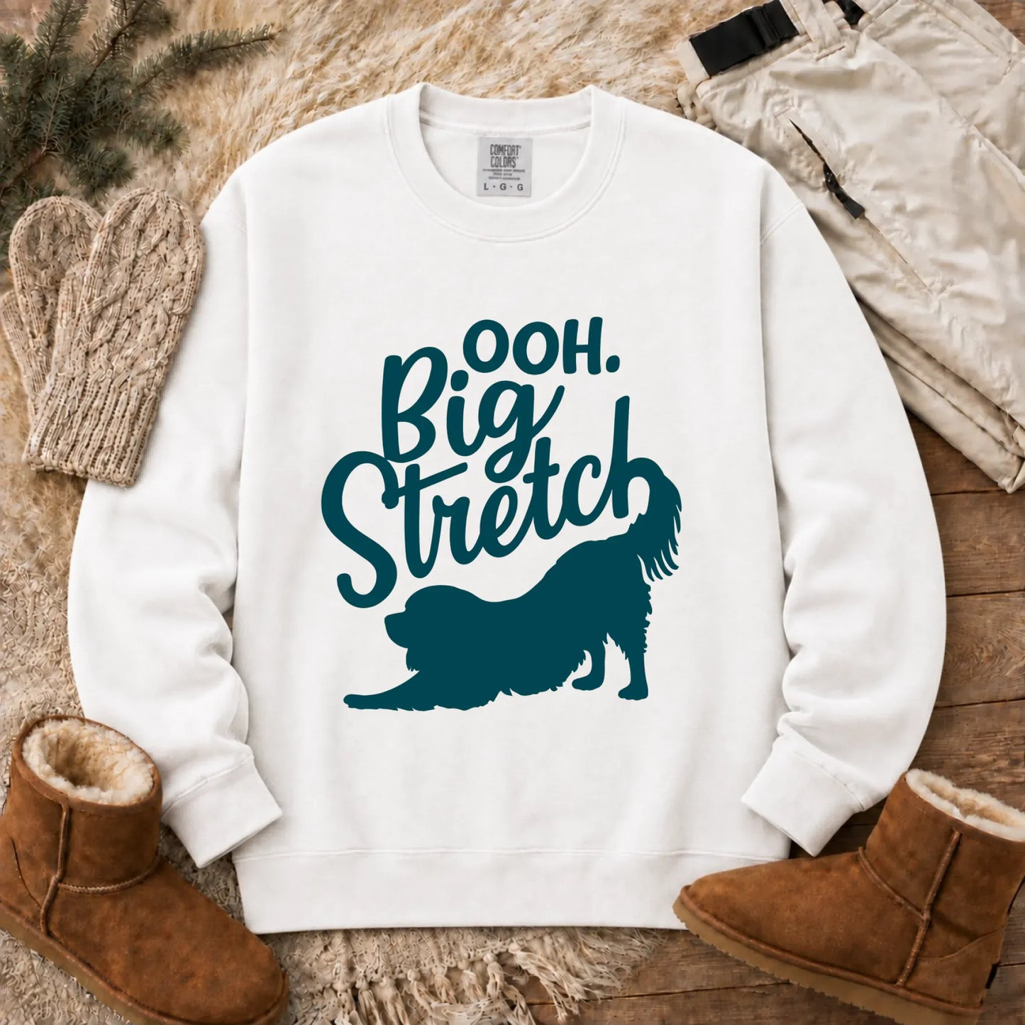 Cavalier King Charles Big Stretch Yoga Unisex Sweatshirt White