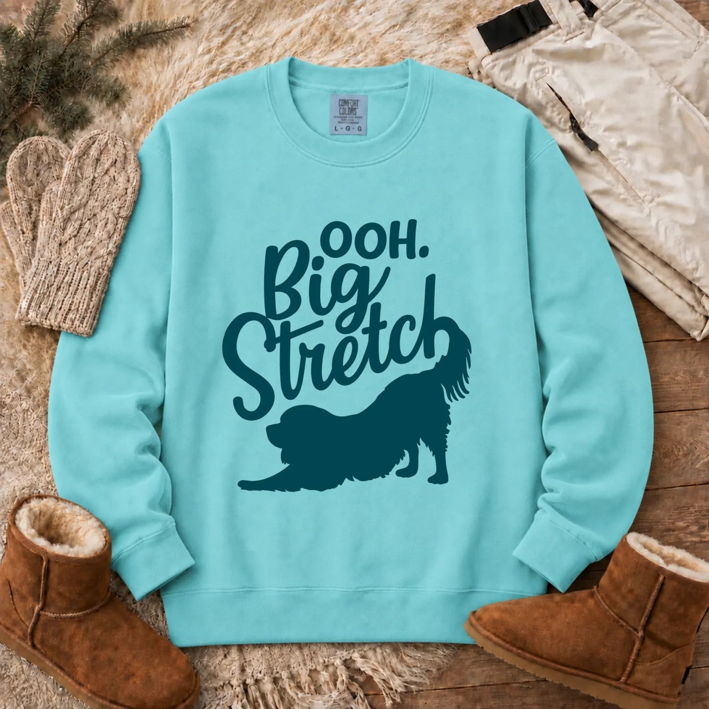 Cavalier King Charles Big Stretch Yoga Unisex Sweatshirt Chalky Mint