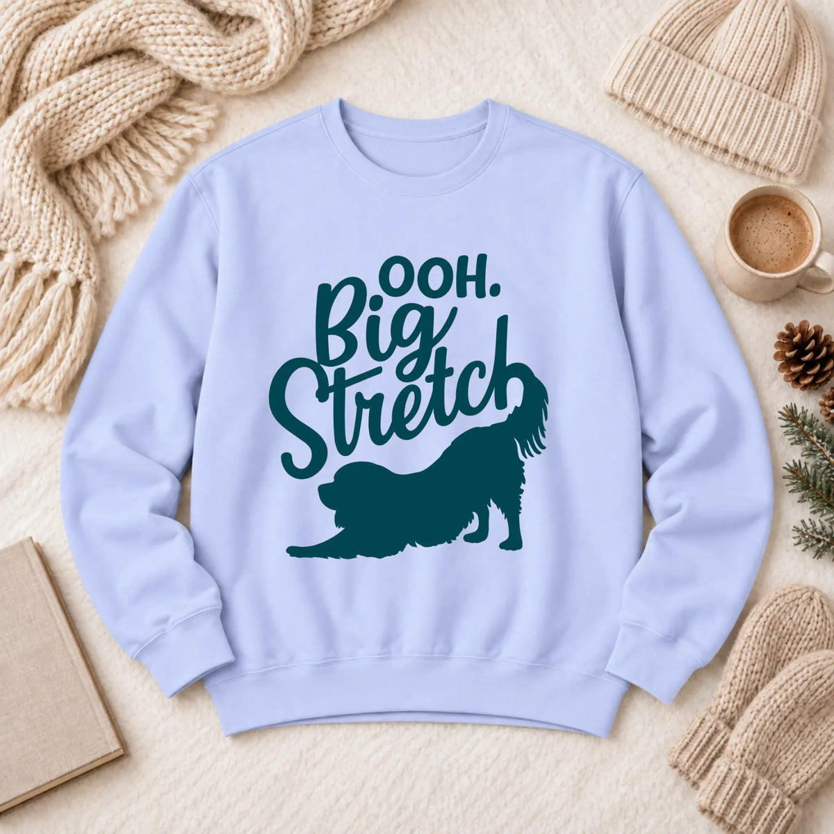 Cavalier King Charles Big Stretch Yoga Unisex Sweatshirt Hydrangea