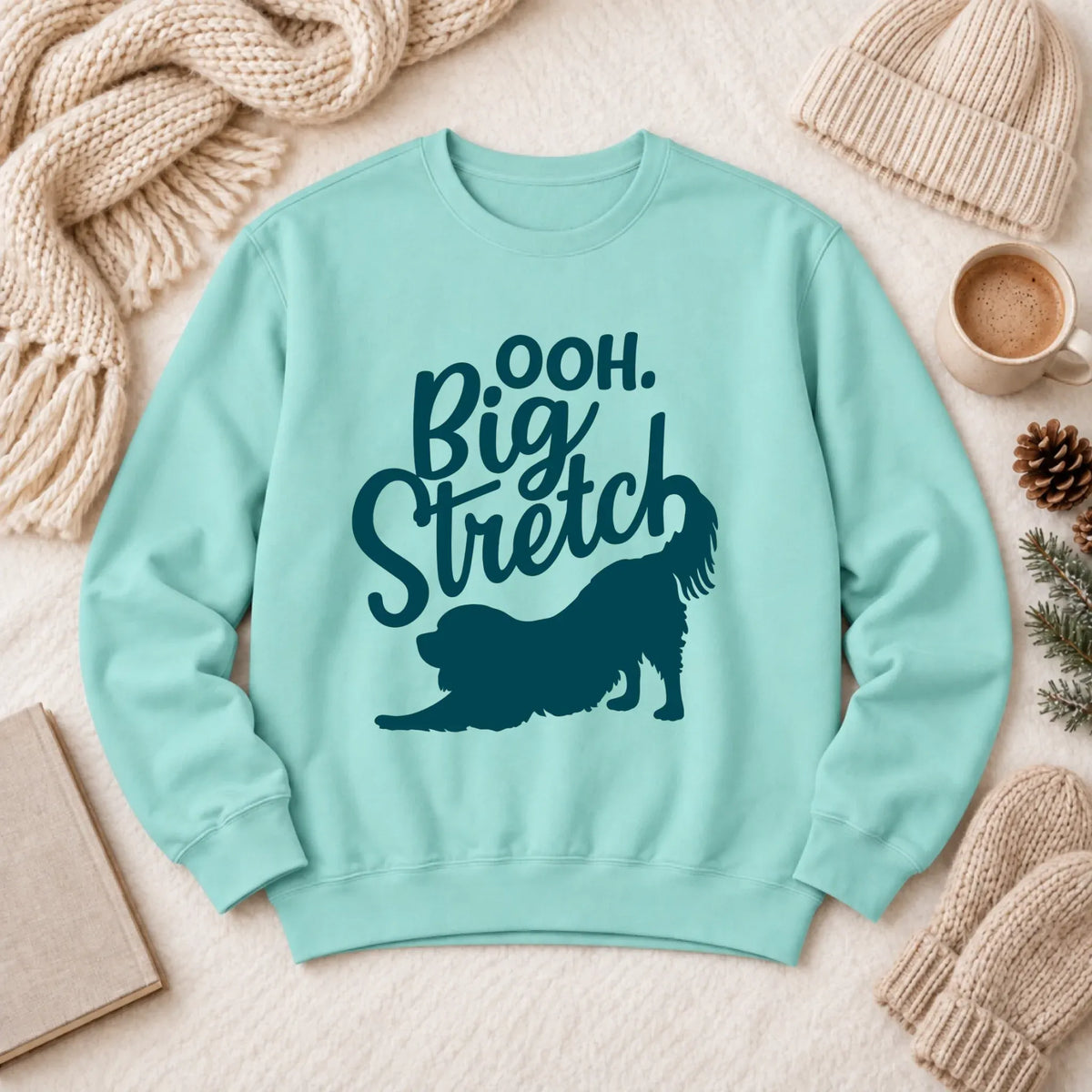 Cavalier King Charles Big Stretch Yoga Unisex Sweatshirt Chalky Mint
