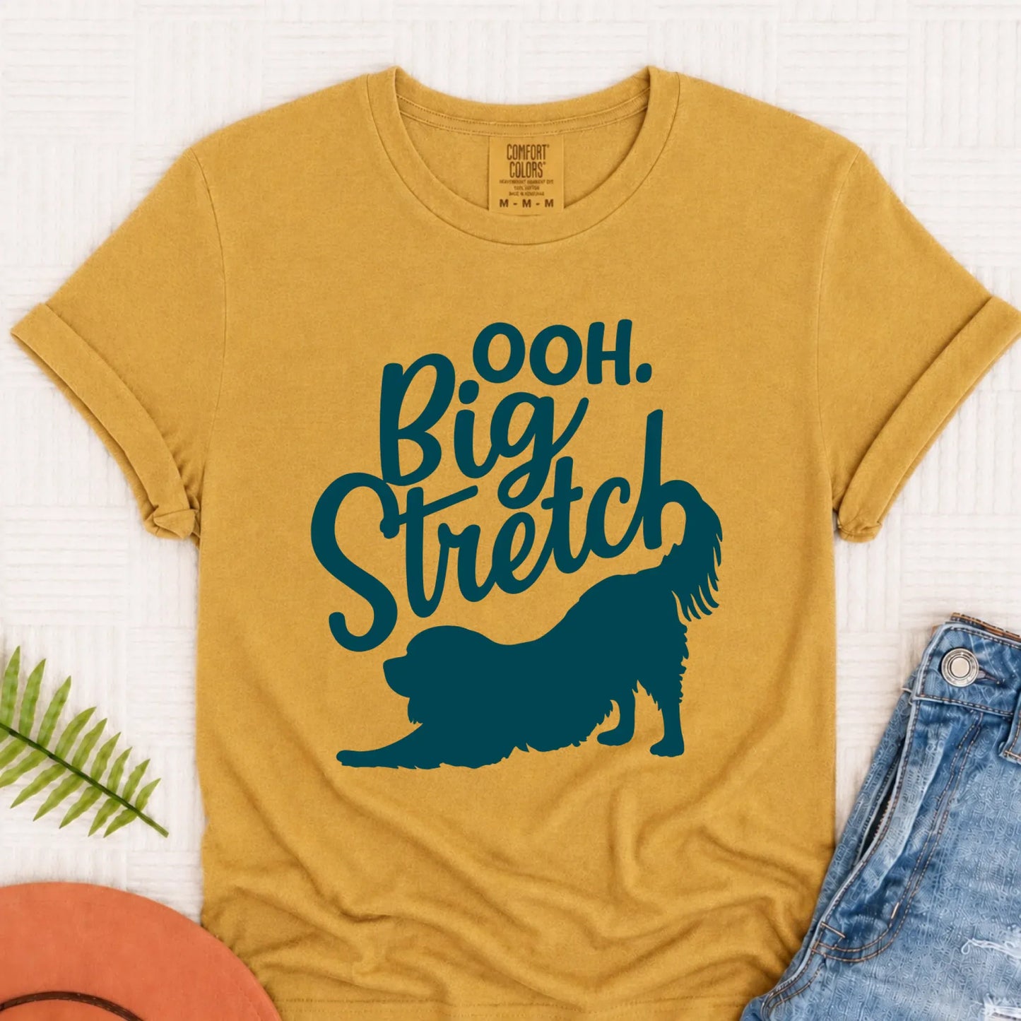 Cavalier King Charles Big Stretch Yoga Unisex TShirt Mustard