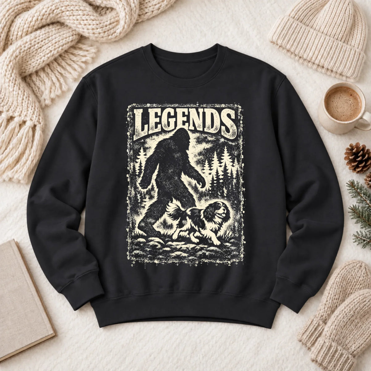 Cavalier King Charles Bigfoot Unisex Sweatshirt Black