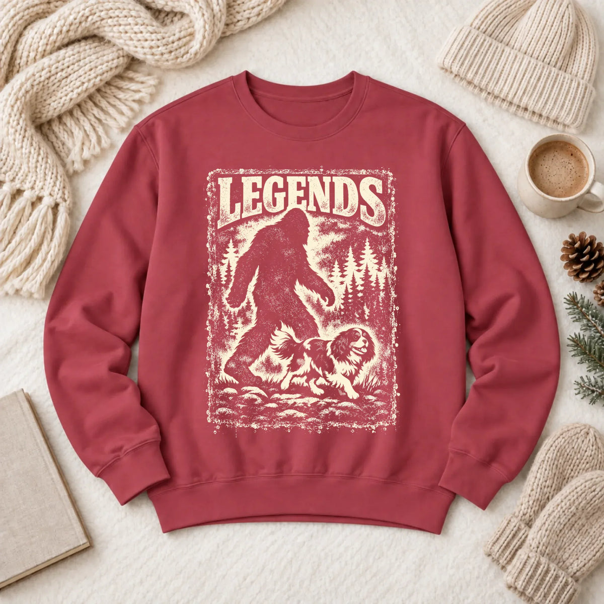 Cavalier King Charles Bigfoot Unisex Sweatshirt Crimson