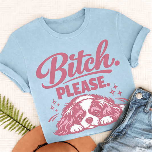 Cavalier King Charles Bitch Please Unisex TShirt Comfort Colors Chambray