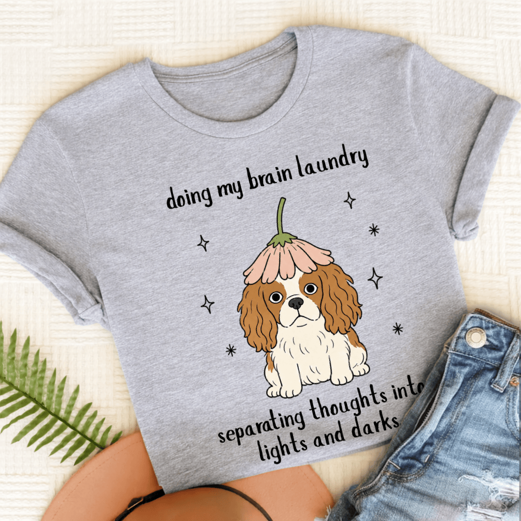 Cavalier King Charles Brain Laundry Unisex TShirt Sport Grey