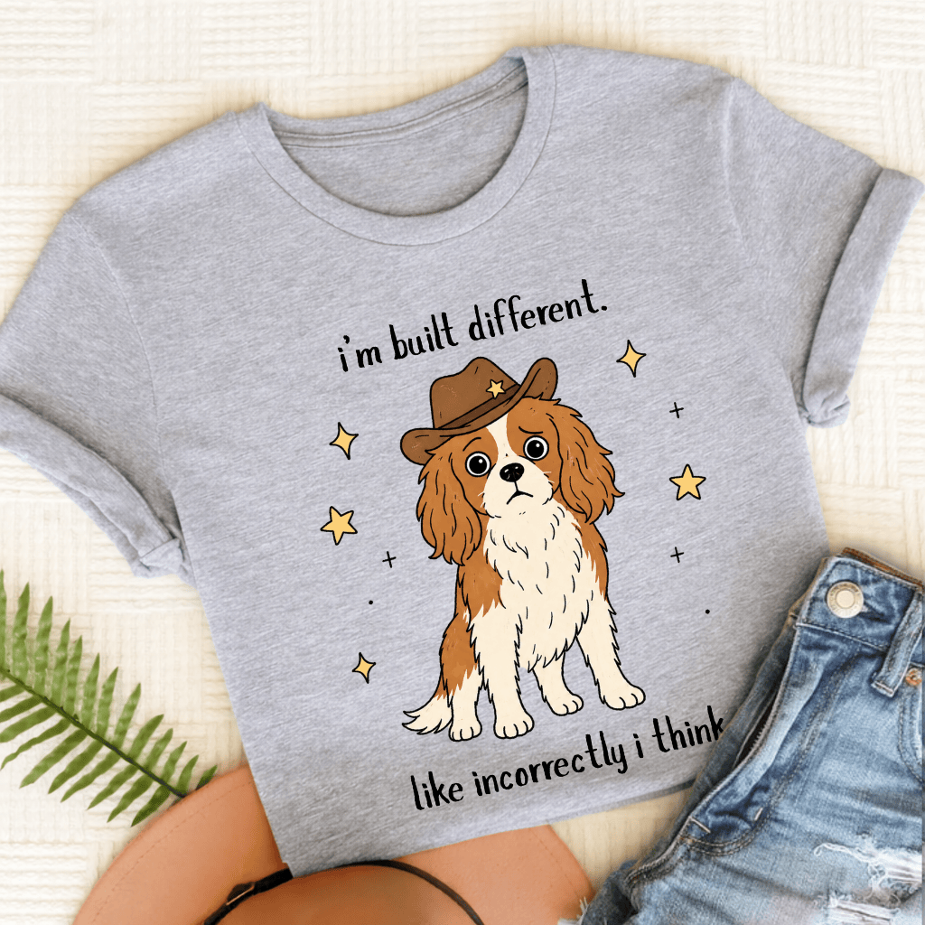 Cavalier King Charles Built Different Unisex TShirt Sport Grey