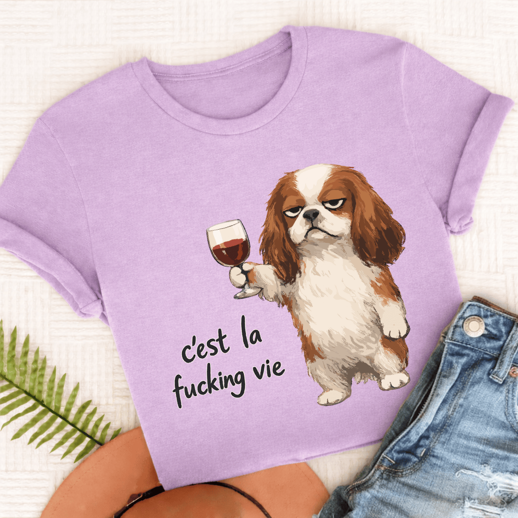 Cavalier King Charles C'est La Vie Unisex TShirt Comfort Colors Orchid