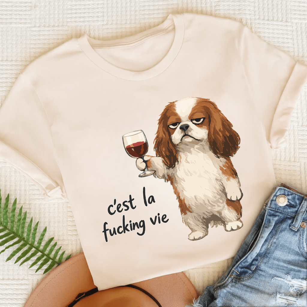 Cavalier King Charles C'est La Vie Unisex TShirt Natural