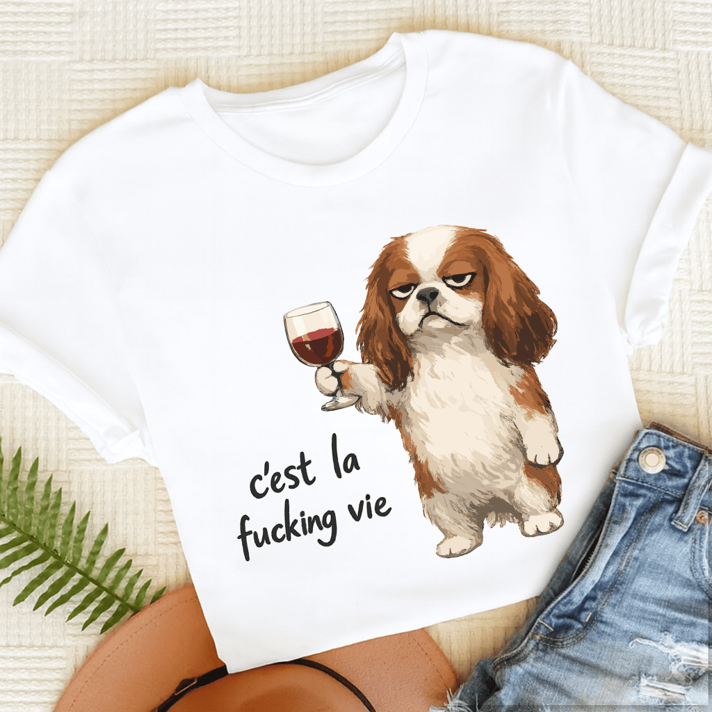 Cavalier King Charles C'est La Vie Unisex TShirt White