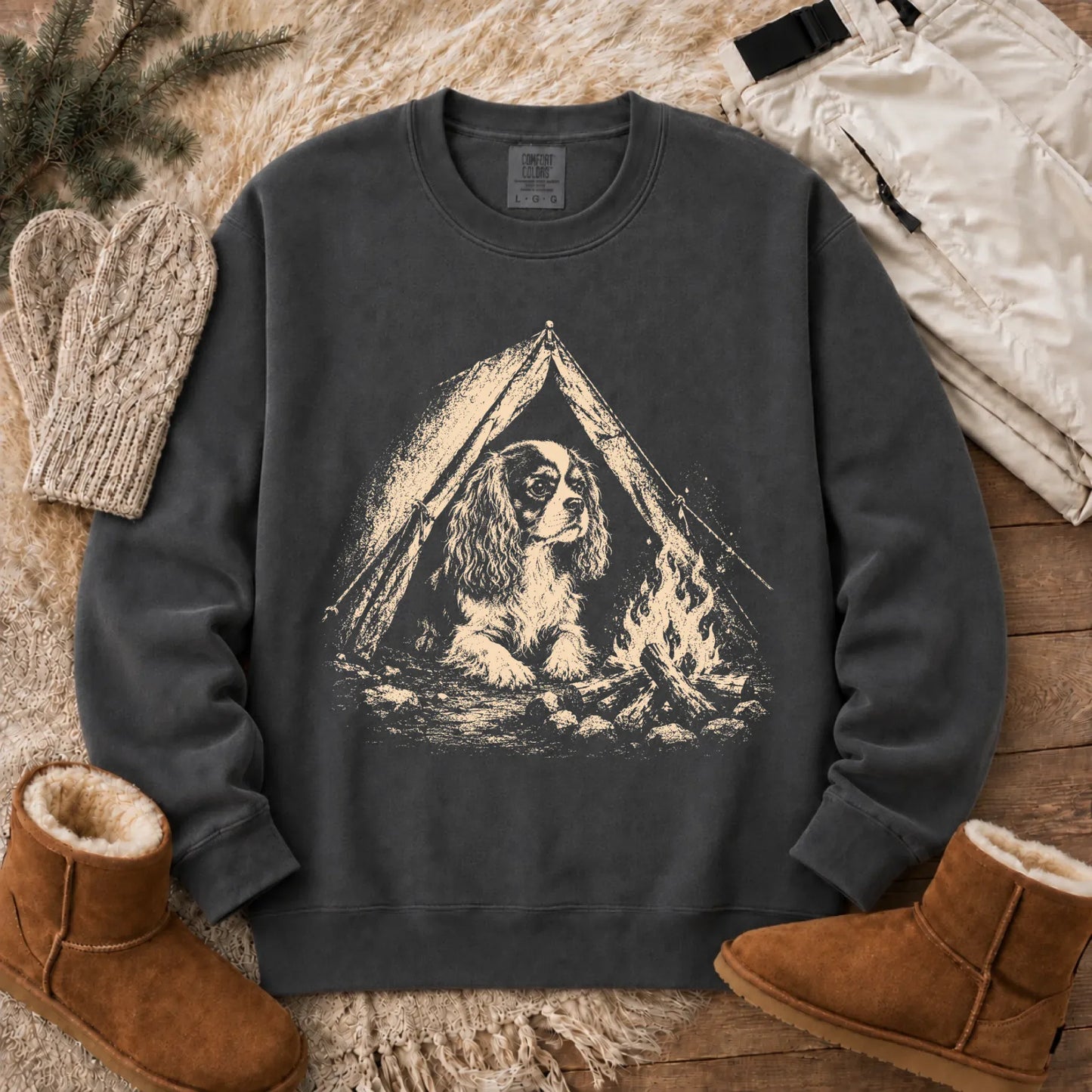 Sweatshirt Pepper / S Cavalier King Charles Camping Unisex Sweatshirt