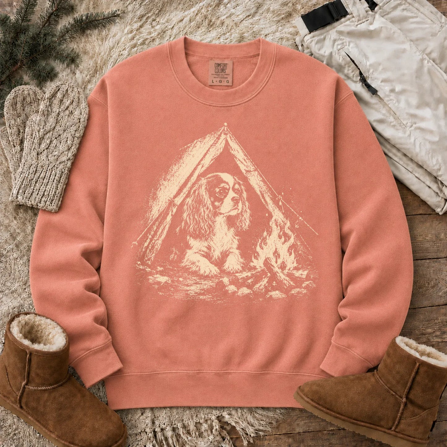 Sweatshirt Terracotta / S Cavalier King Charles Camping Unisex Sweatshirt