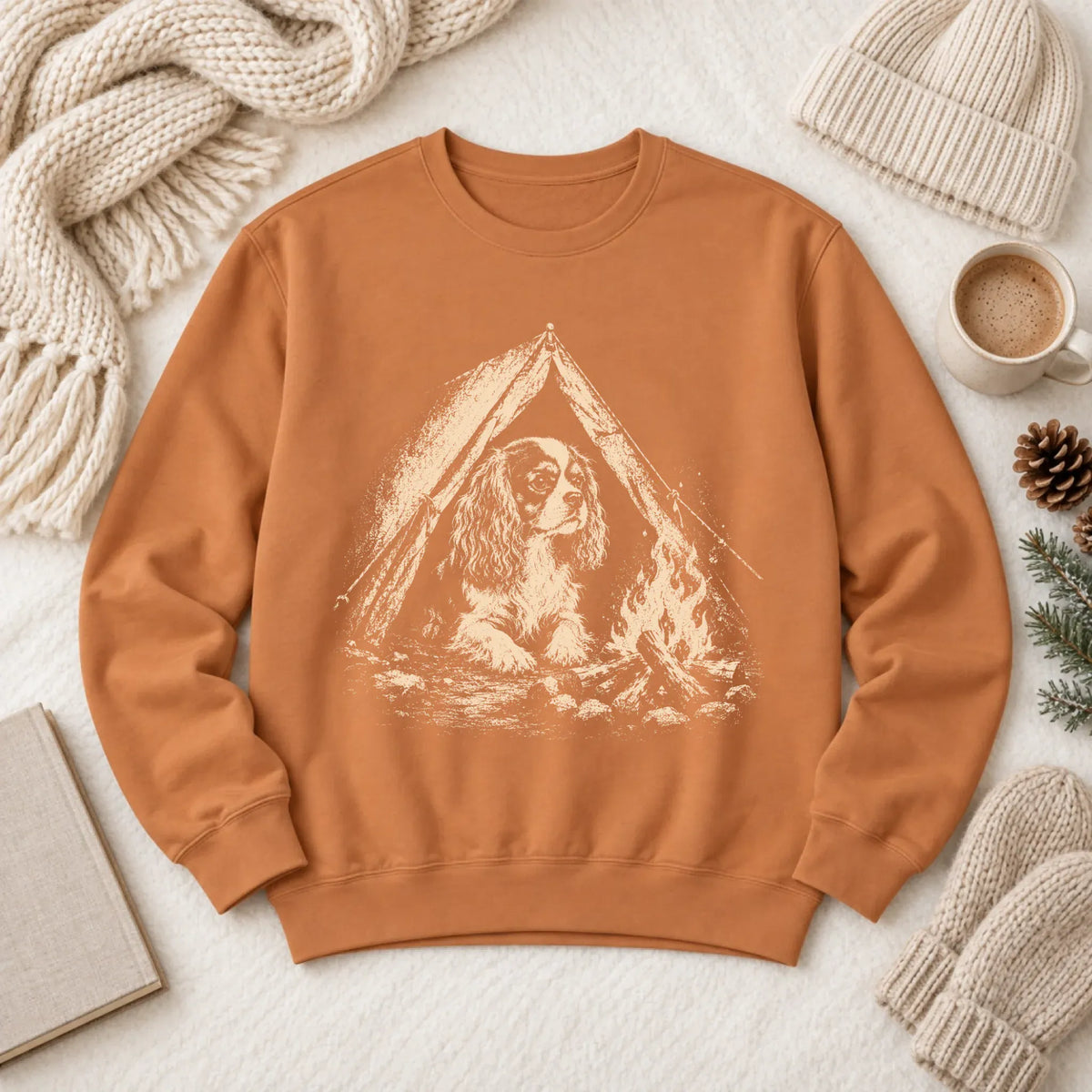 Cavalier King Charles Camping Unisex Sweatshirt Yam
