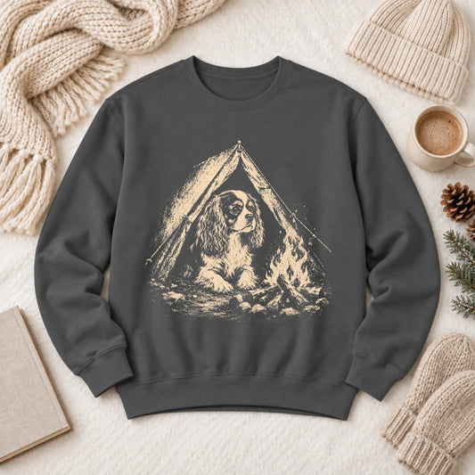 Cavalier King Charles Camping Unisex Sweatshirt Pepper