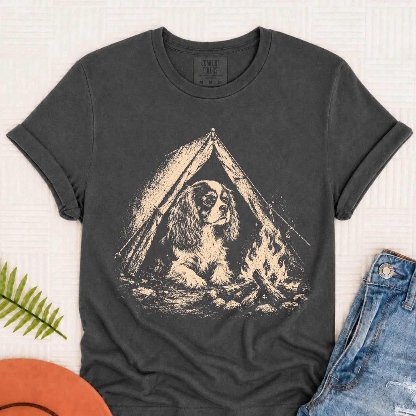 T-Shirt Pepper / S Cavalier King Charles Camping Unisex TShirt