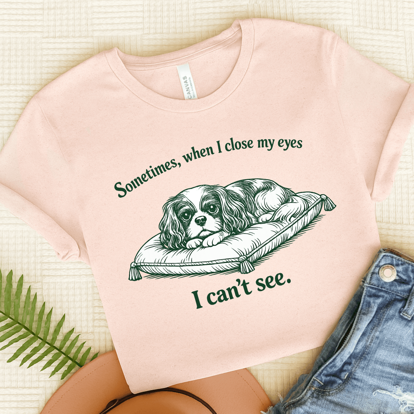 Cavalier Can't Sleep Funny Unisex TShirt Soft Pink