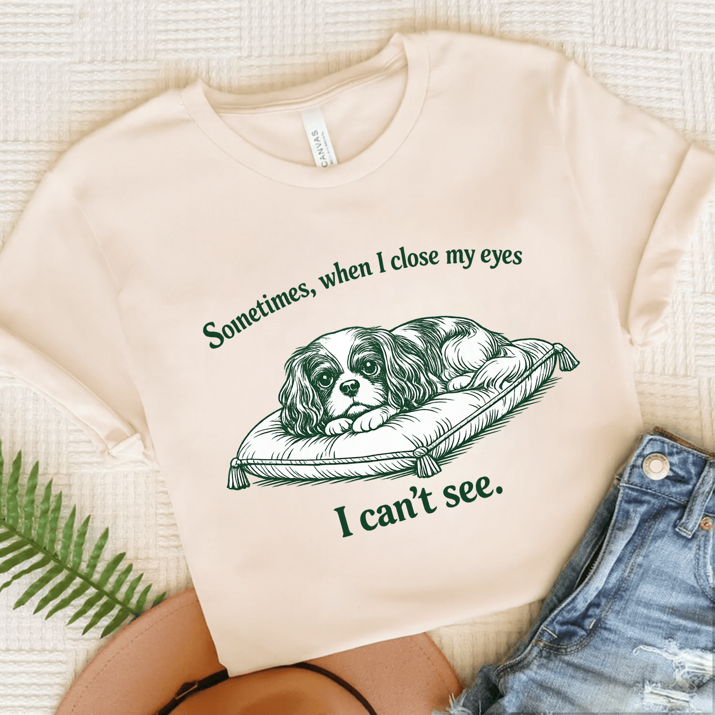 Cavalier Can't Sleep Funny Unisex TShirt Natural