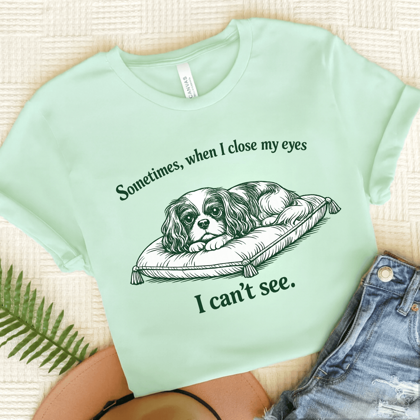 Cavalier Can't Sleep Funny Unisex TShirt Heather Mint