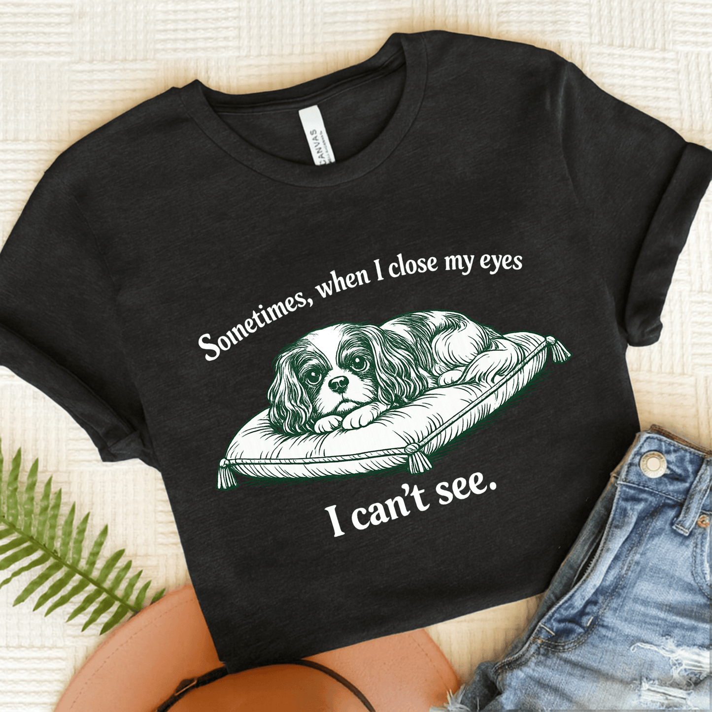 Cavalier Can't Sleep Funny Unisex TShirt Dark Grey Heather
