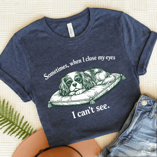 Cavalier Can't Sleep Funny Unisex TShirt Heather Navy