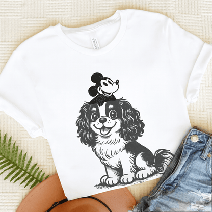Cavalier Cartoon Mouse Unisex TShirt White
