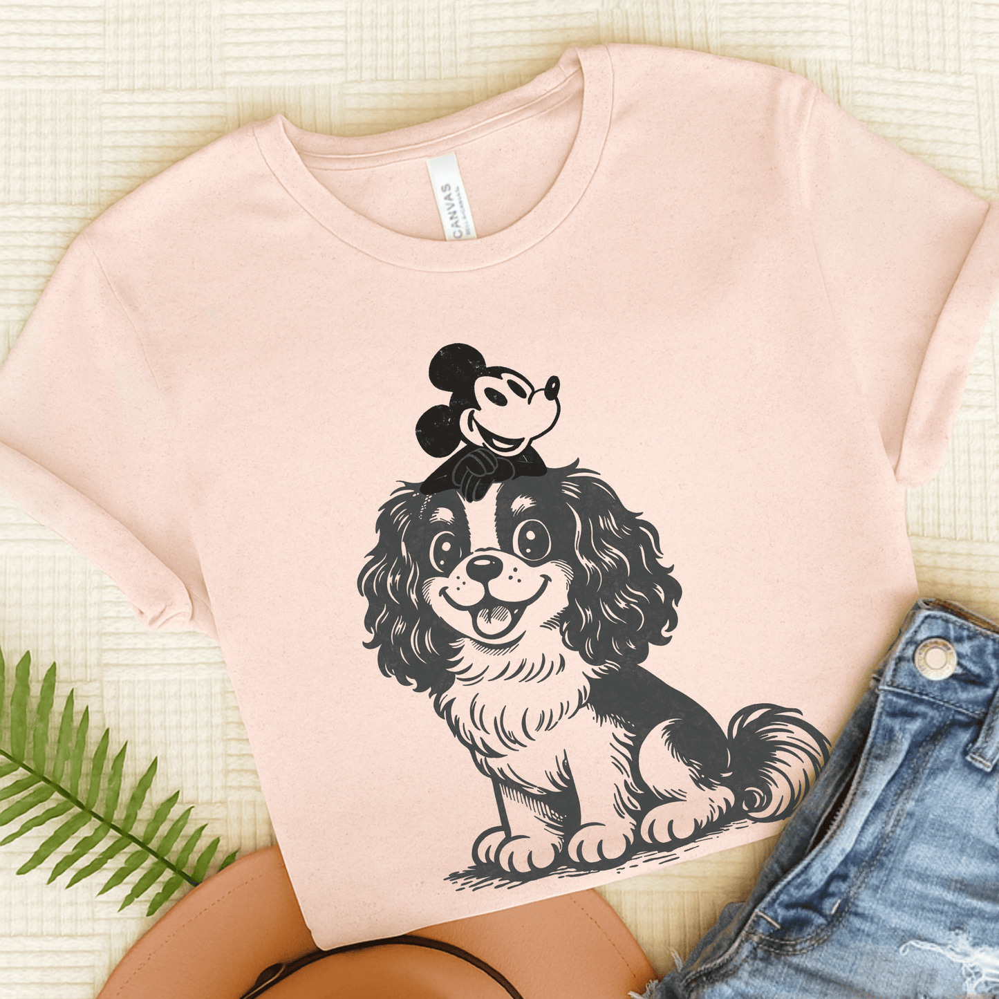 Cavalier Cartoon Mouse Unisex TShirt Soft Pink